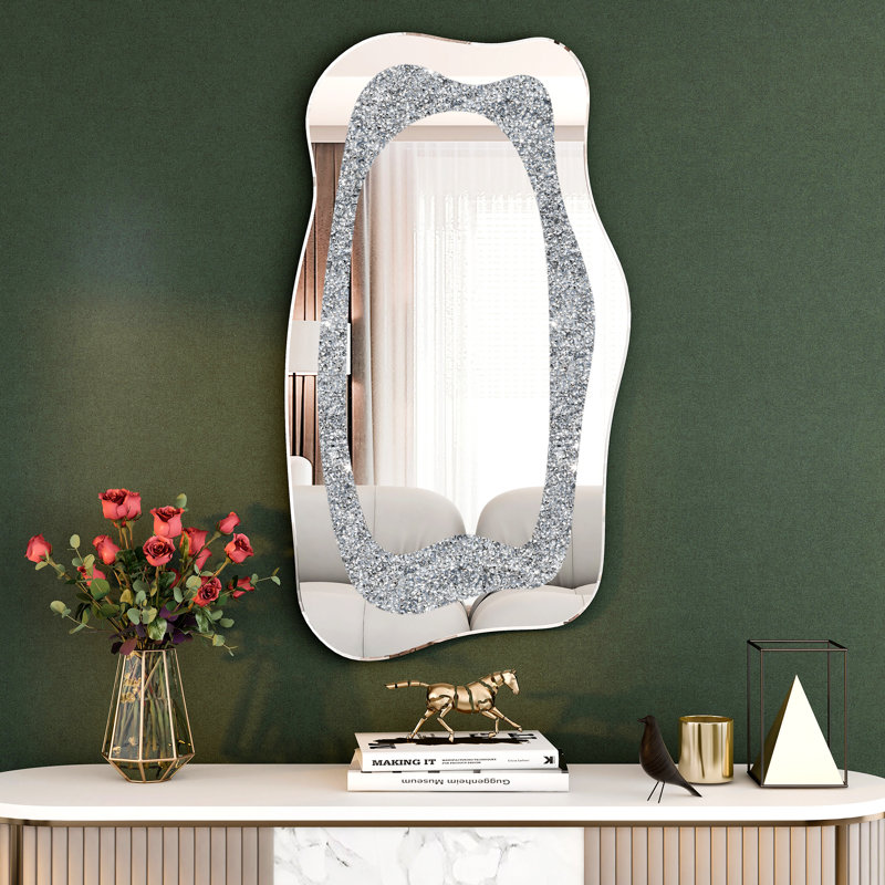 Faustine Irregular Wall Mirror with Crushed Diamonds
