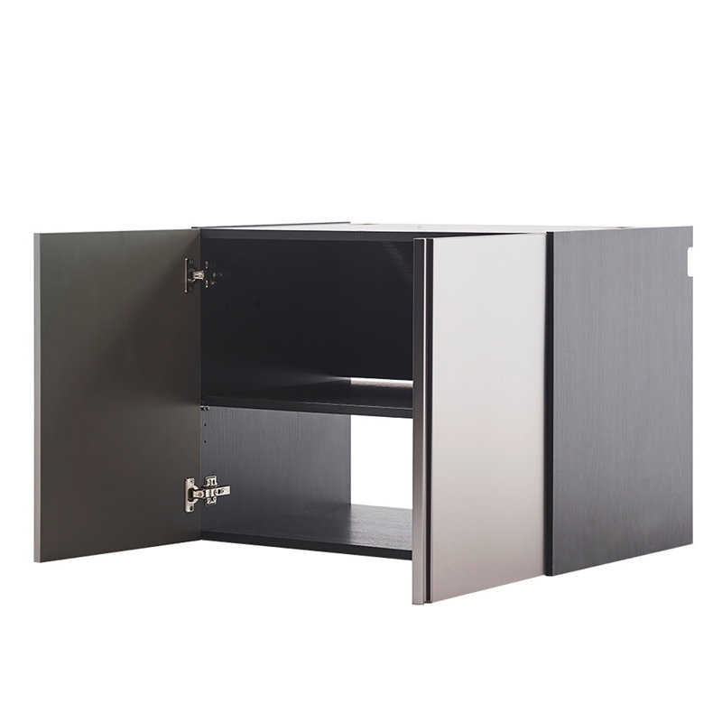Space-Saving Nova Series Garage Cabinet - Wall Mounted, Metallic Gray Finish with Wood Base, Sturdy Storage for Garage Tools & Workshop Supplies