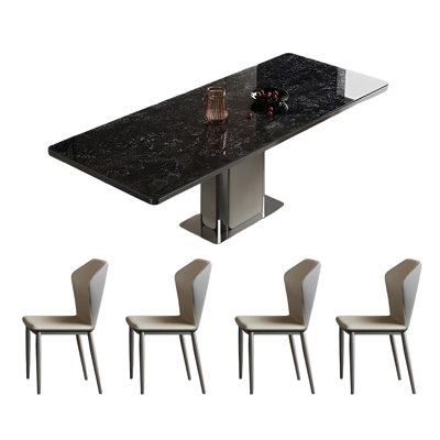 Modern rock plate dining table and chair set