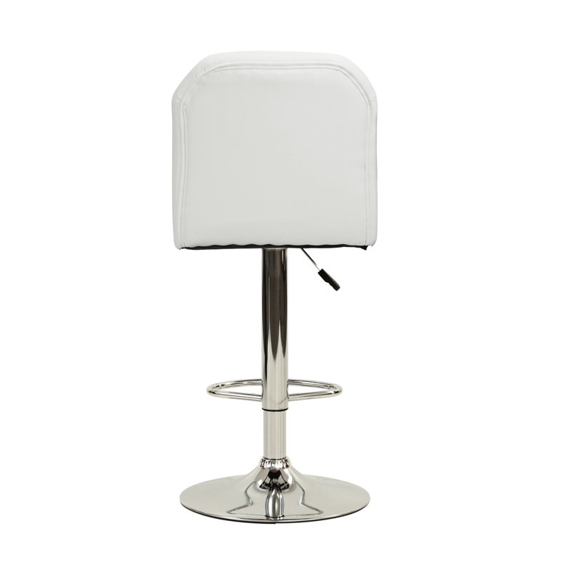Tabouret de bar blanc en similicuir avec structure et structure en métal chromé stable