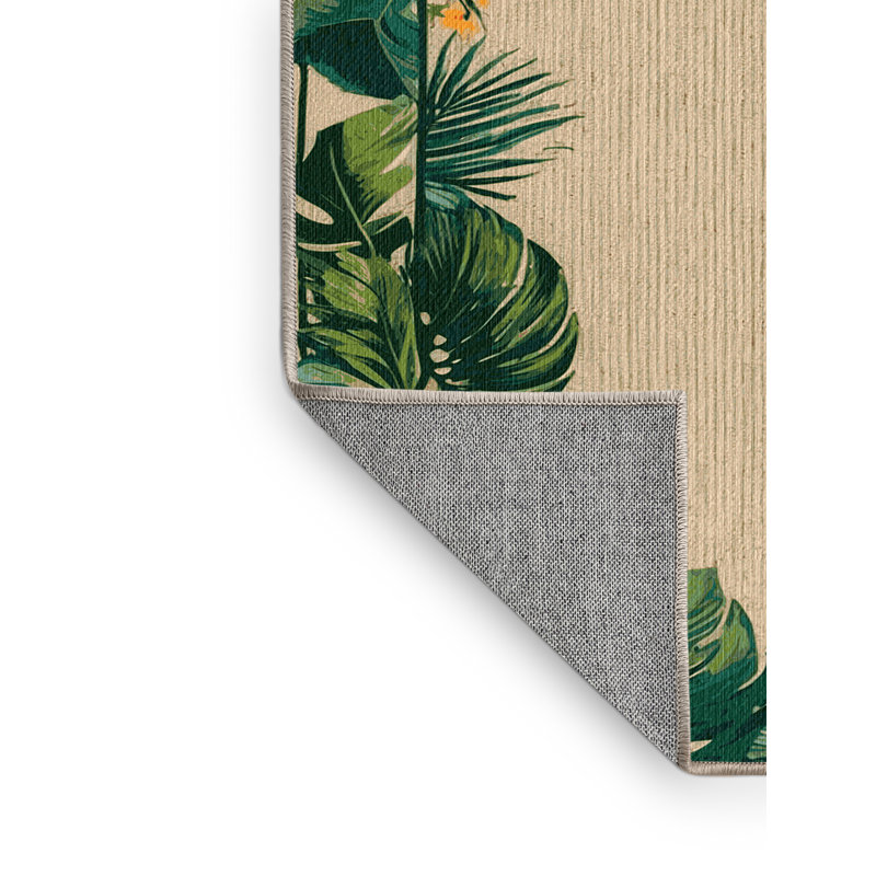  Tapis bord de mer lavable à bordure tropicale, Rectangle 4pi x 6 pi