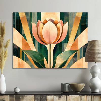 «Tulip in Deco Symmetry II - Vintage Glam», reproduction d'art en métal, art déco Gatsby