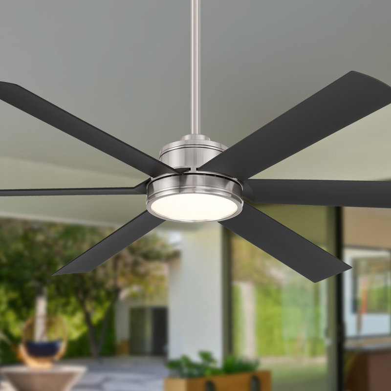 Cairo 65" Led Smart Indoor/outdoor Ceiling Fan, Black, Brushed Nickel