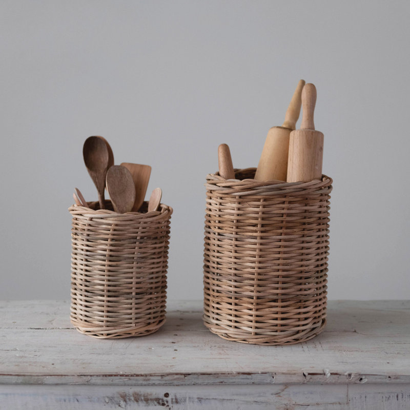 Panier en osier tissé à la main, naturel