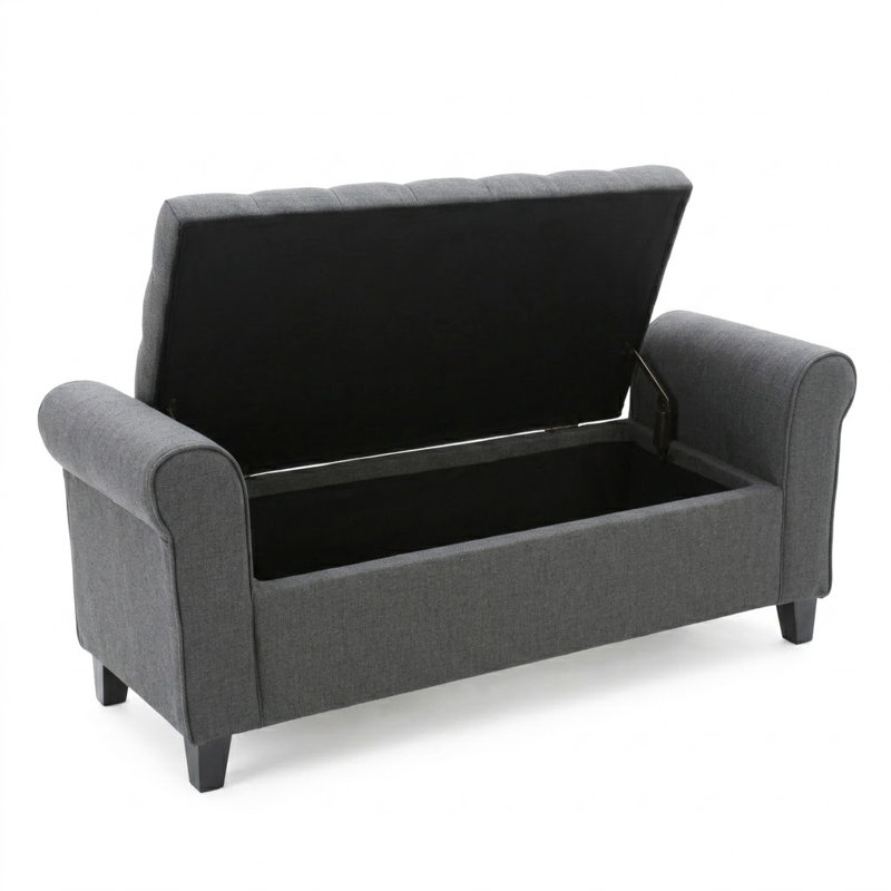 Banc de rangement en tissu Dionigio, Gris foncé