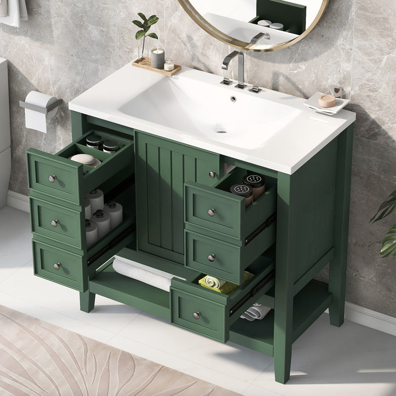 Meuble-lavabo 36 po avec lavabo, Vert