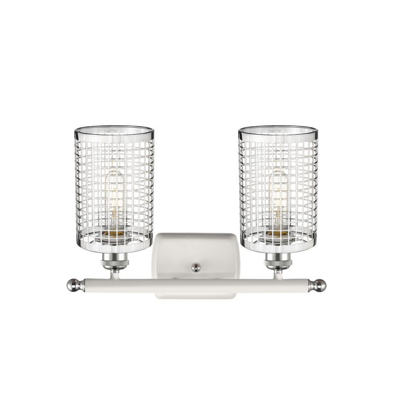 Éclairage pour meuble-lavabo à 2 lumières Jerine, Chrome poli/blanc
