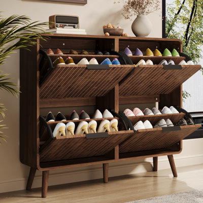 24 Pair Solid Wood Shoe Storage Cabinet