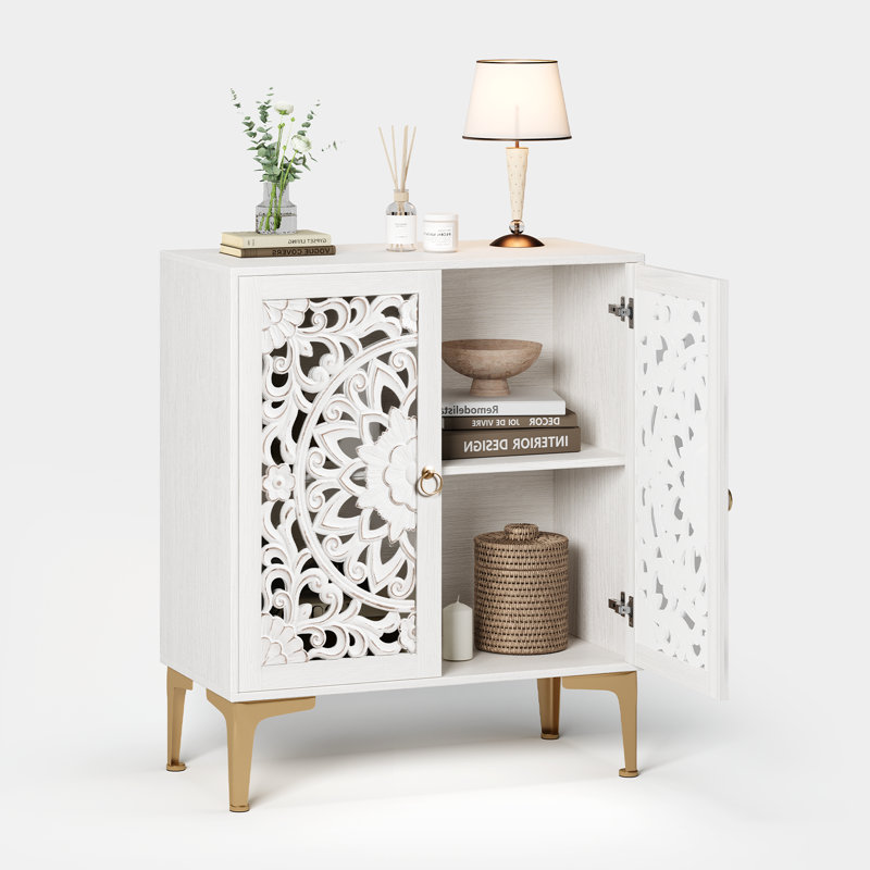 Commode d'appoint blanche, armoire d'appoint avec portes, buffet pour le salon