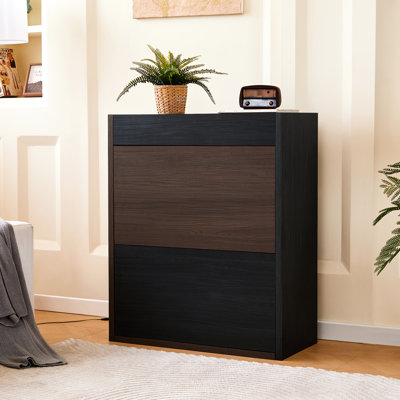 32.5'' - 58.8'' Rotating Shoe Cabinet With 1 Drawer, 90-Degree Corner For Living Room, Lobby, Exit, Black & Walnut Extendable Storage Home, Hallway, Entryway,