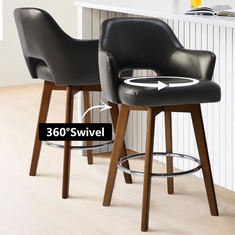 Tabouret de comptoir pivotant 26,5 po Blerina, Noir