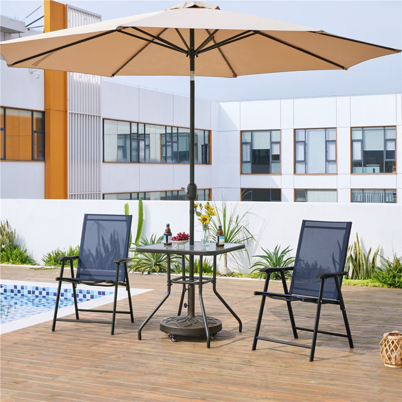Folding Patio Dining Armchair, Navy Blue, 2