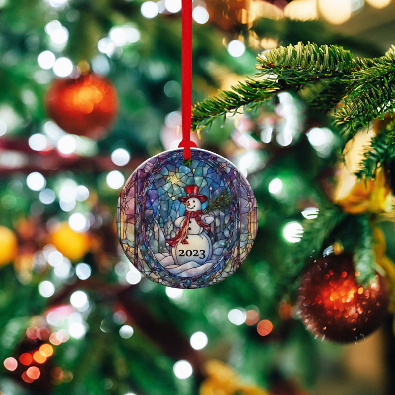 Décoration de Noël ronde en acrylique texturé, B