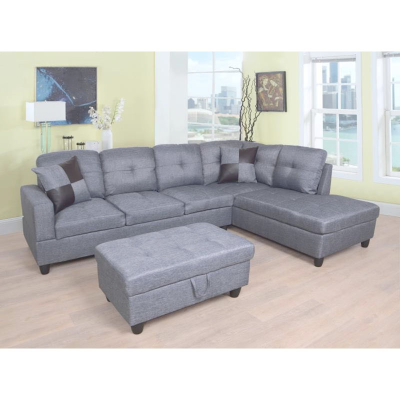 Canapé et chaise longue avec repose-pieds de 103,5 po Palmer, Orienté à droite, Gris nuageux