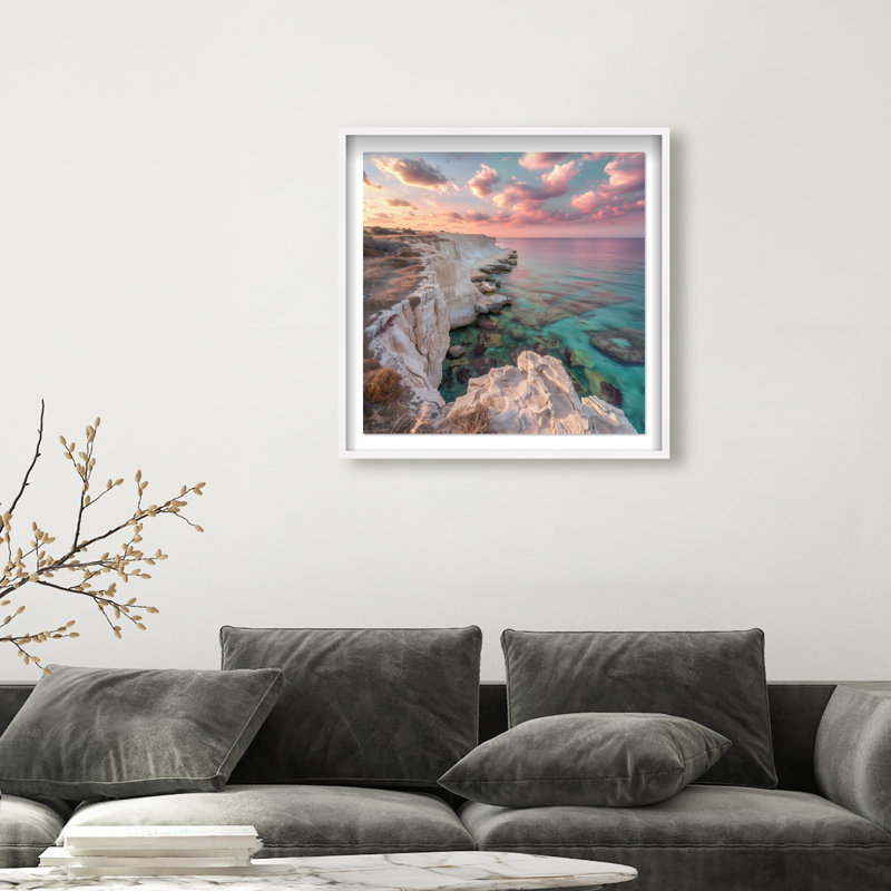 Coastal Edge IV Print by Oliver Gal, White Shadowbox, 31.5"H x 31.5"W