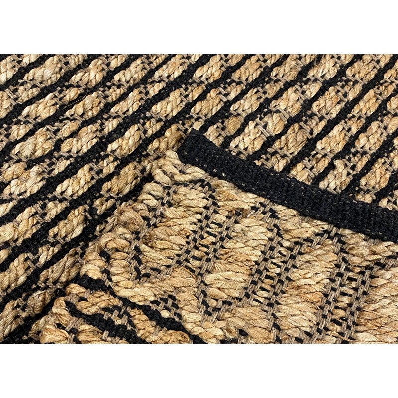 Tapis brun clair en coton tressé à la main Tomball, Rectangle 5 pi x 7 pi