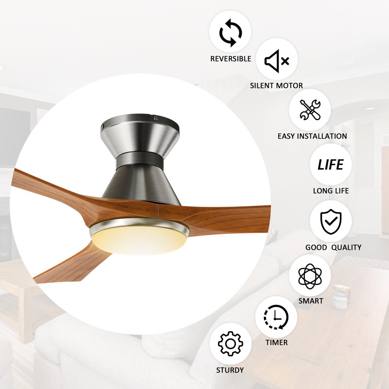 Amonta 52'' Ceiling Fan with LED Lights, Red, Silver