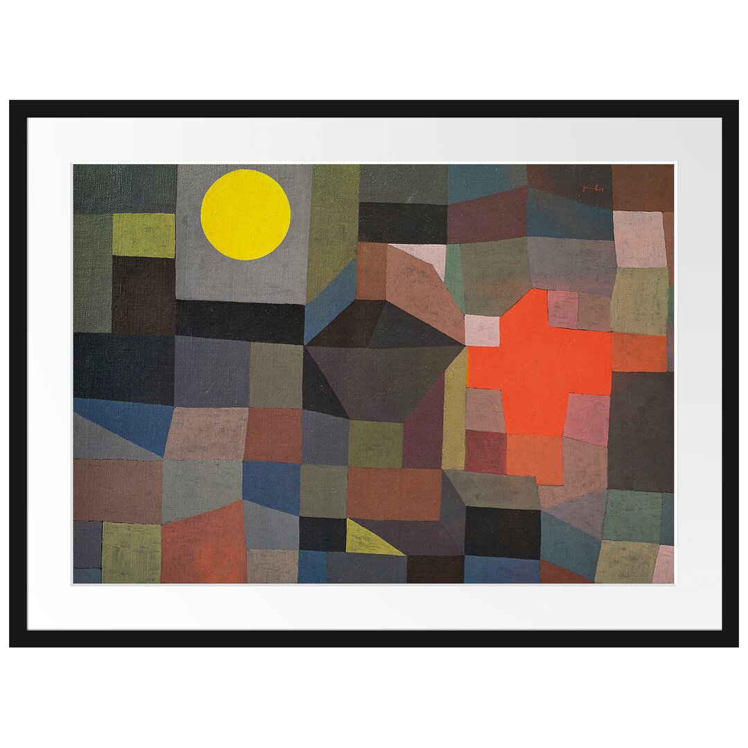 Paul Klee - Feuer Bei Vollmond  - Im Bilderrahmen Mit Galerie-Passepartout