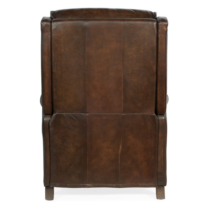 Sulema Leather Power Recliner, Dark Brown Genuine Leather, Manual