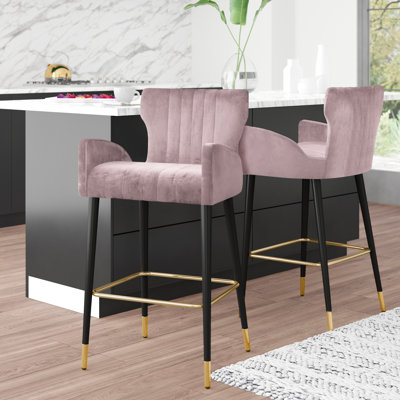 Briannan Upholstered Counter Stool with Solid Wood Frame