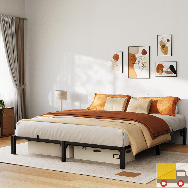 Metal Bed Frame, Heavy Duty Platform with 800 lbs Support, No Box Spring Needed, Easy Tool-Free Assembly, Noise-Free Design