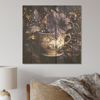 Baroque Floral Beauty Pottery I - Nature morte abstraite sur bois
