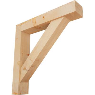 7 1/2"W x 42"D x 42"H Traditional Block Smooth Bracket w/ Offset Brace, Douglas Fir
