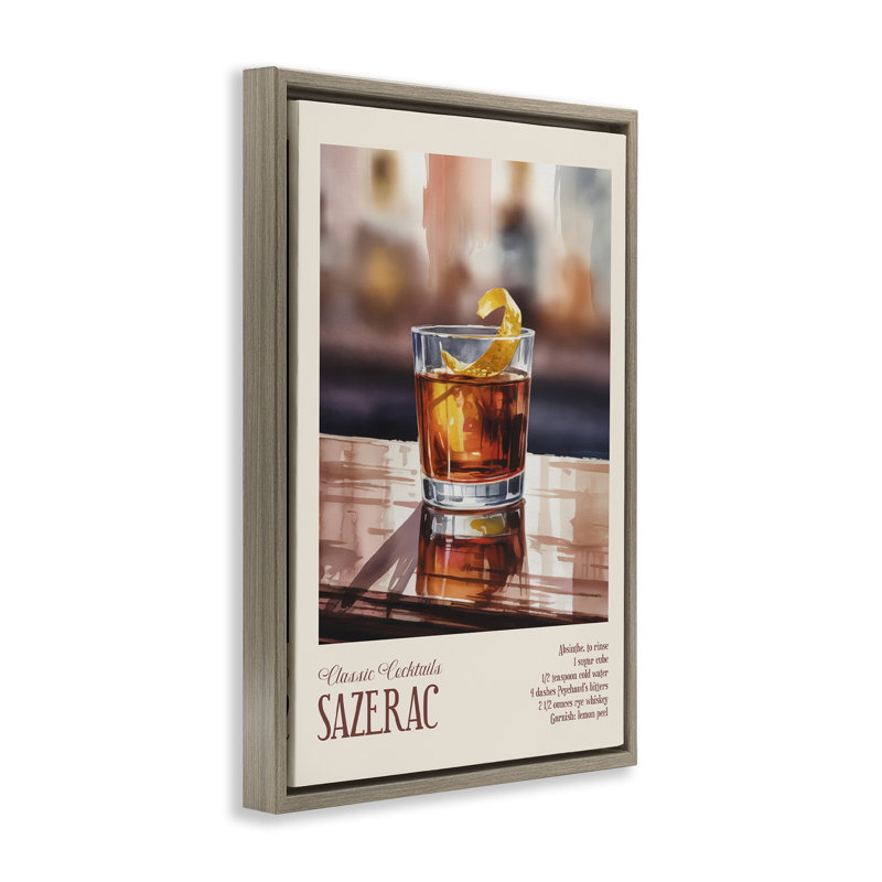 Sazerac on Reflective Surface Floating Frame, design by Andreas Magnusson, 31" H x 21" W, Montalcino Elm Floater Frame