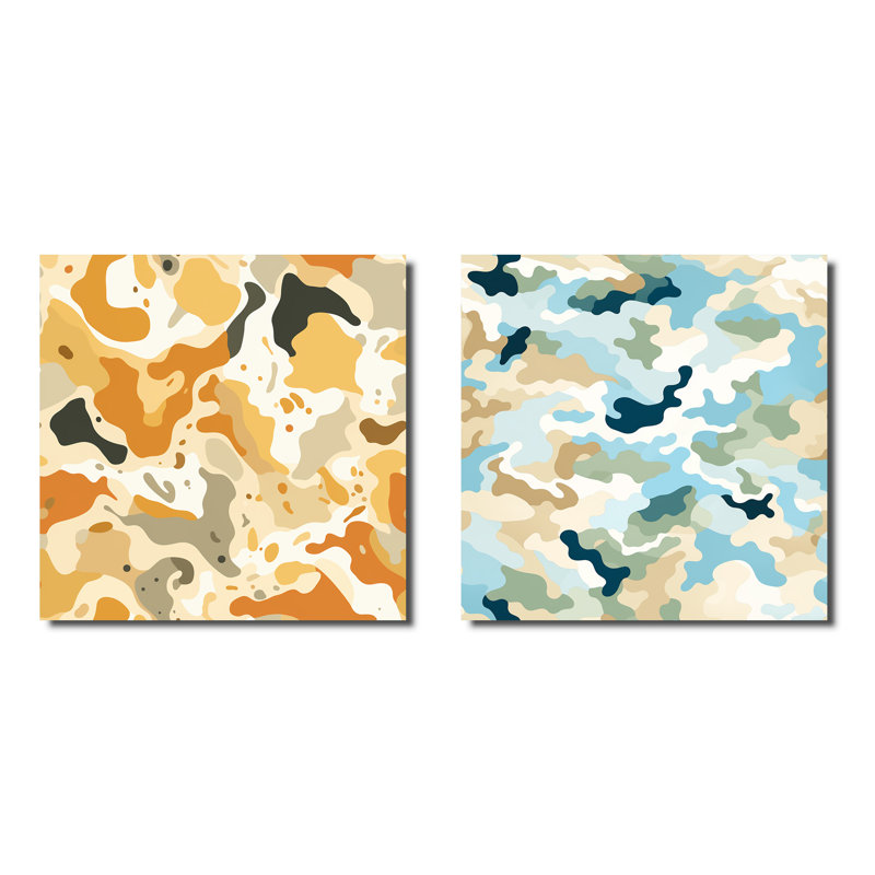 Conleigh - Ensemble de 2 collages abstraits carrés, H 30 po x l 61 po, Toile tendue