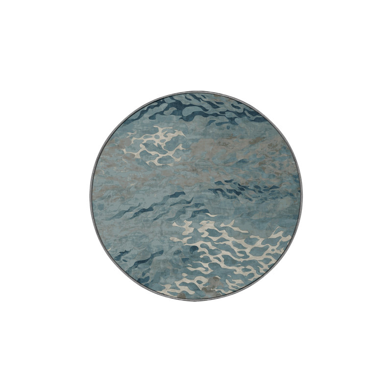 Tapis gris lavable à la machine, Rond 6 pi