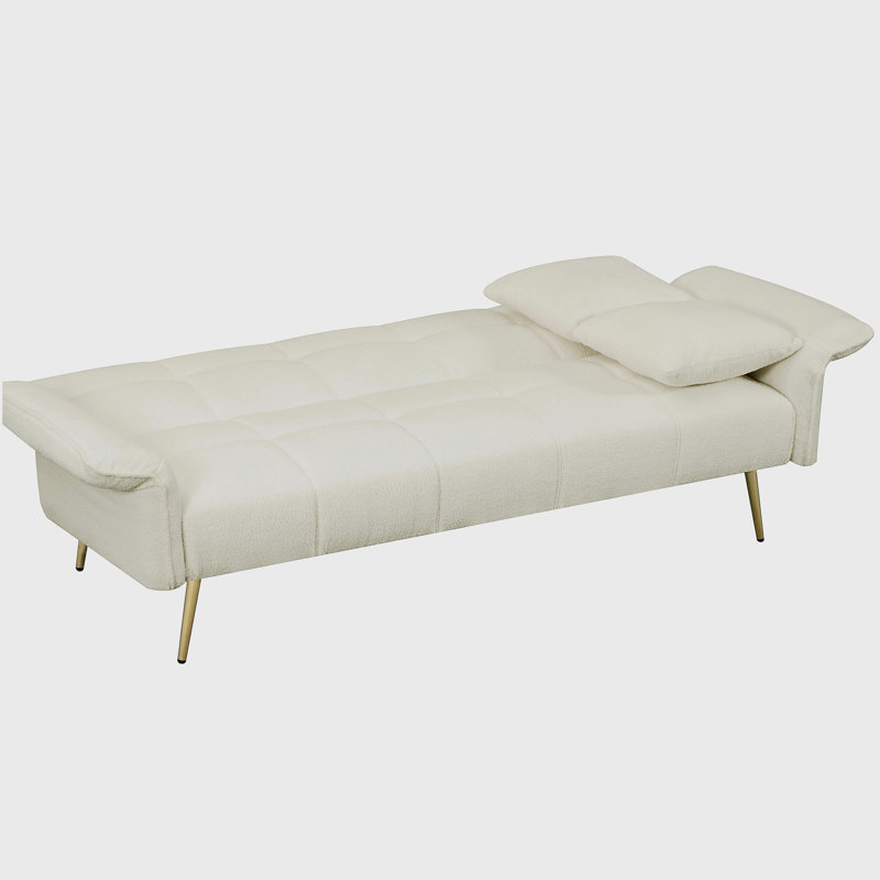 70.1 "futon sofa bed, convertible double sofa bed with folding armrests for living rooms and small Spaces, Beige