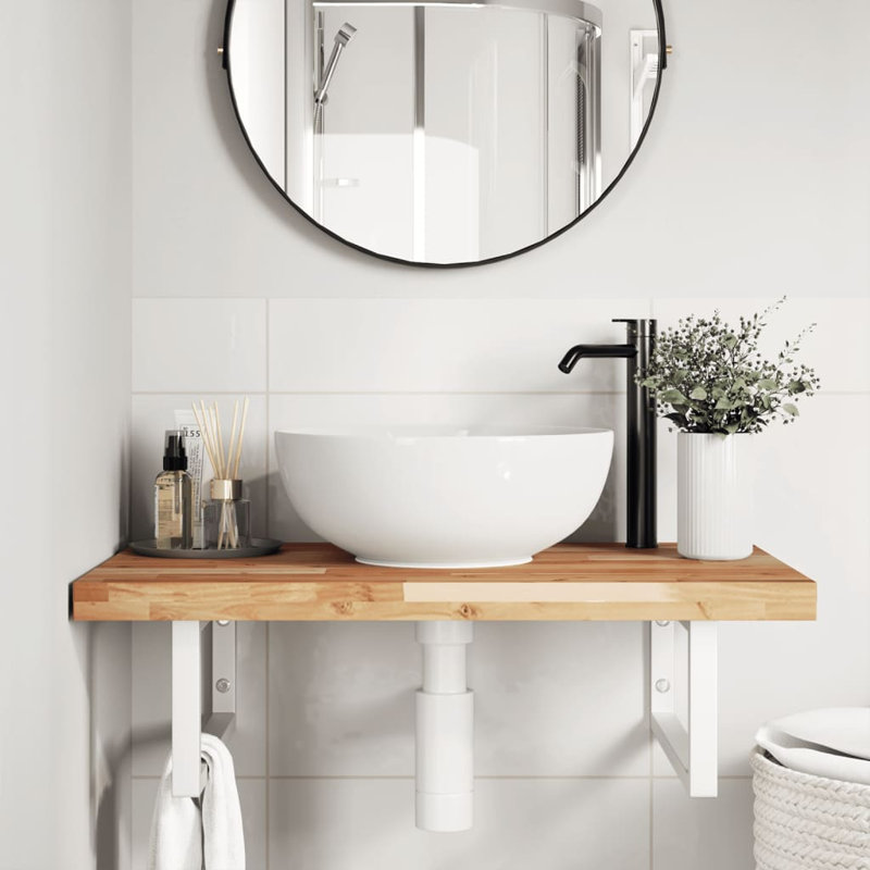 Acacia Wood Bracket Shelf, 4cm H x 60cm W x 50cm D