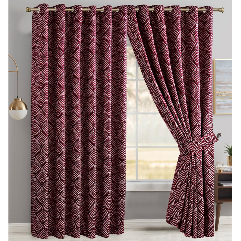 Annelise Room Darkening Pair, 116.84 W x 137.16 D cm, Black/White