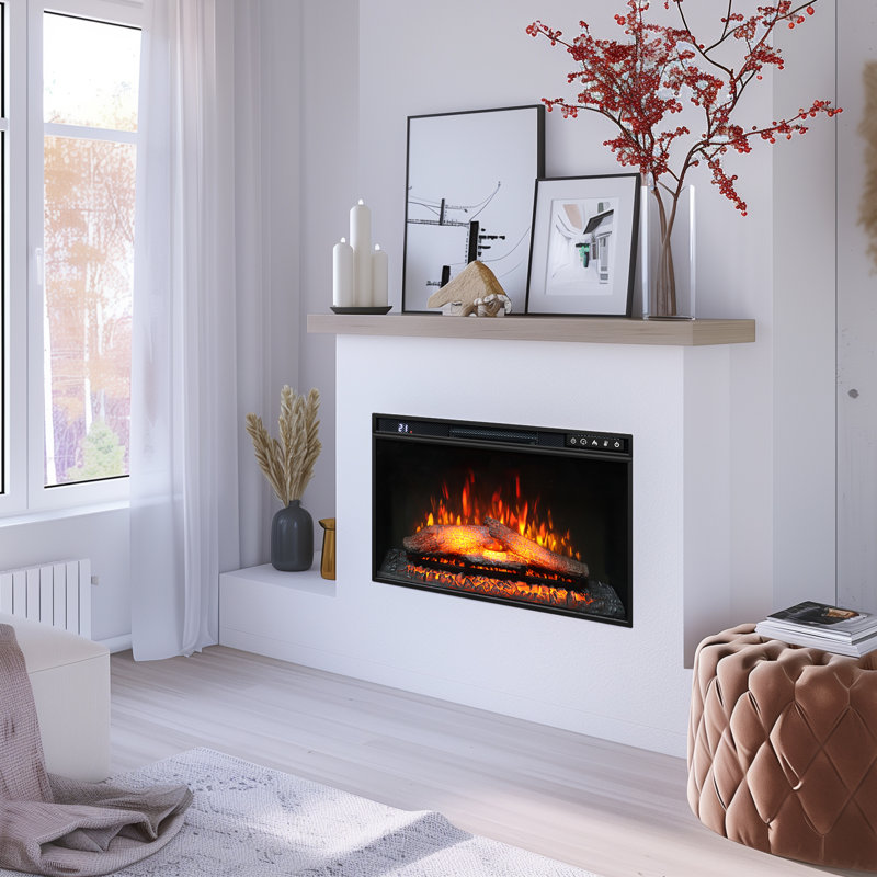 26 in. Recessed Electric Fireplace Inserts with Logs