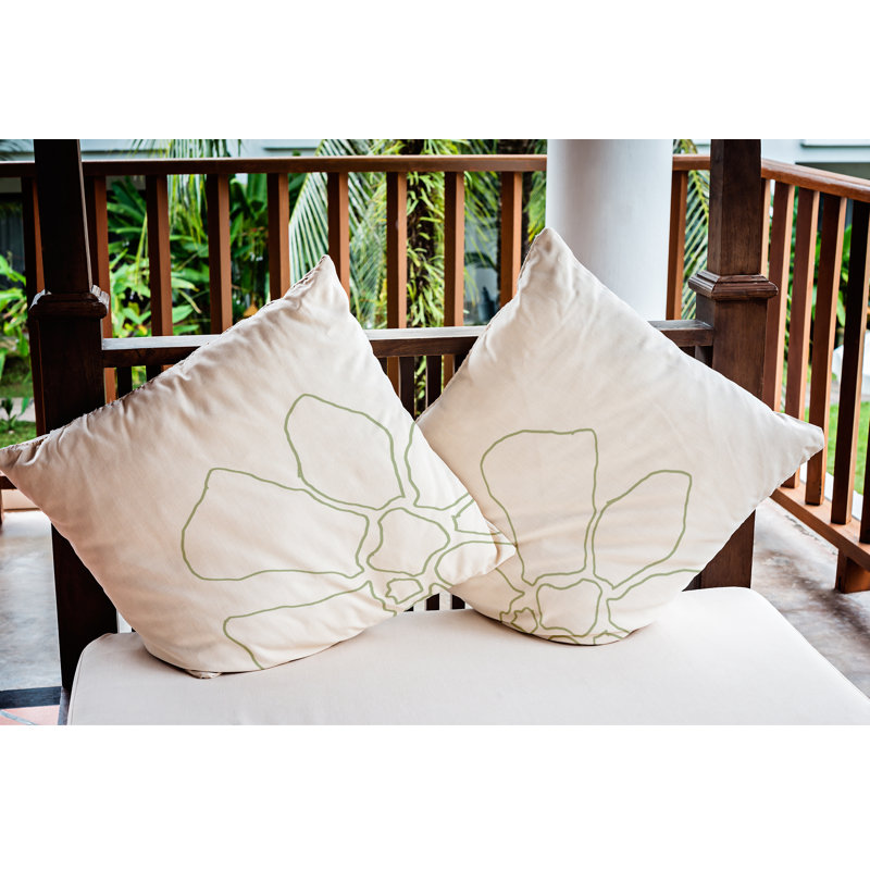 Housse et insert de coussin d'extérieur carré Petal Lines, 20 po x 20 po, Vert/blanc
