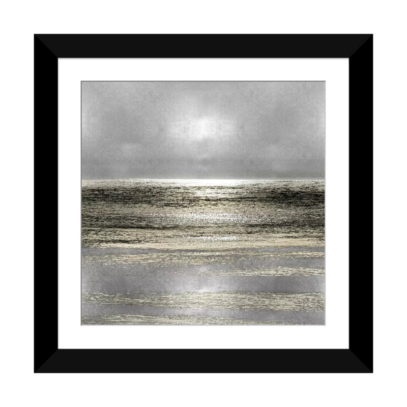 «Silver Seascape I» par Michelle Matthews, impression sur toile tendue, H 16 po x l 16 po x P 1 po, Papier d'art encadré noir