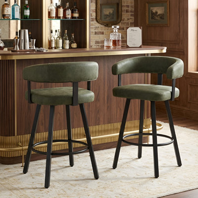 21.75'' W Upholstered Counter Stool with Metal Footrest