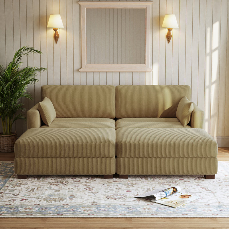 Bentura 87.2 Corduroy Sleeper Sofa, Camel