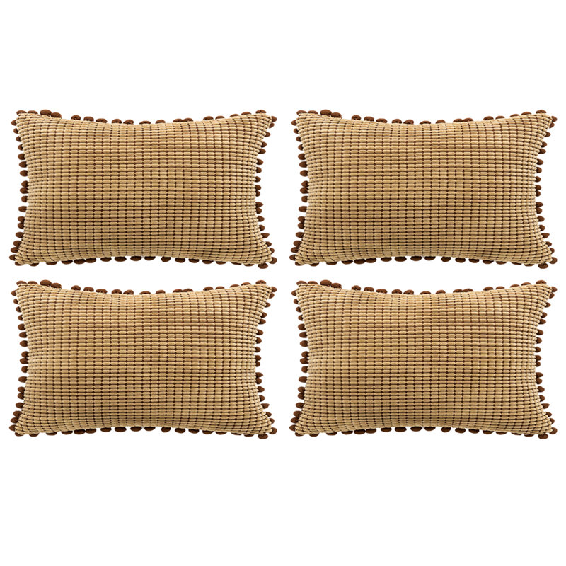  Housse de coussin rectangulaire en mélange de coton, Polyester/ Bourre en polyester, Brun