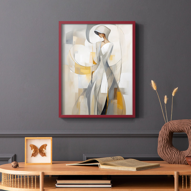 WOMEN Series Cxxxix - reproduction encadrée de qualité supérieure - prête à être accrochée - aucun clou requis, Rouge
