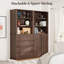 Large 2-Piece Wall Unit Bookcase Set, 71" H Storage Cabinet With Double Doors And Open Bookshelf Organizer Walnut
