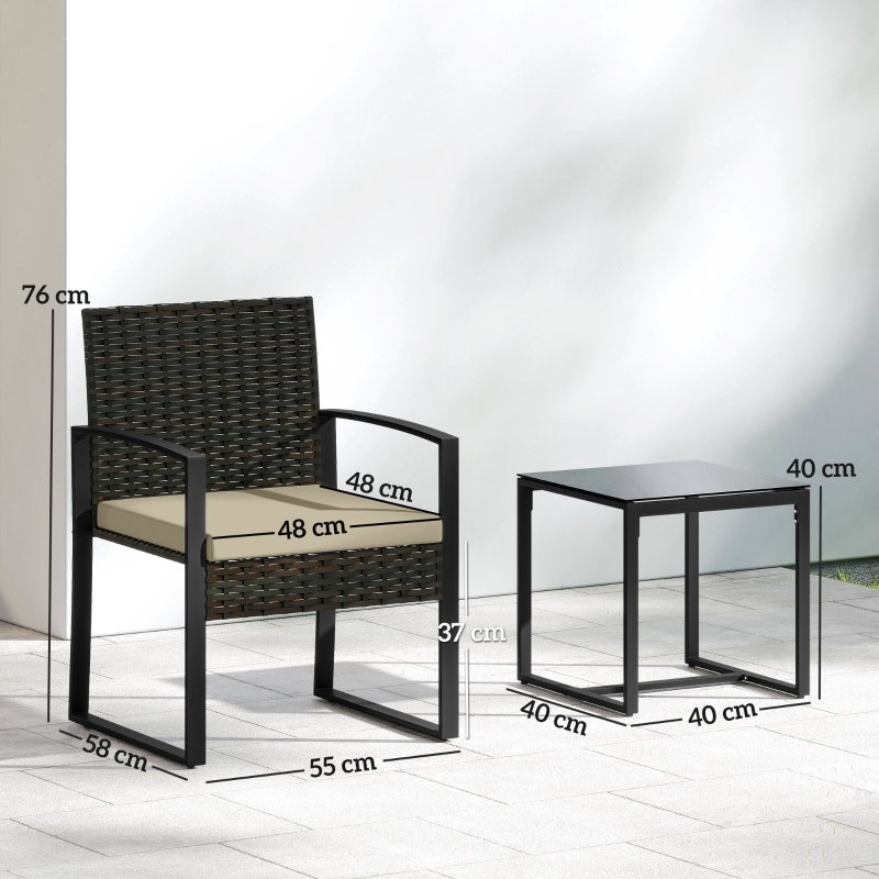 Wicker and Steel Patio Dining Set Table,, Dark Grey