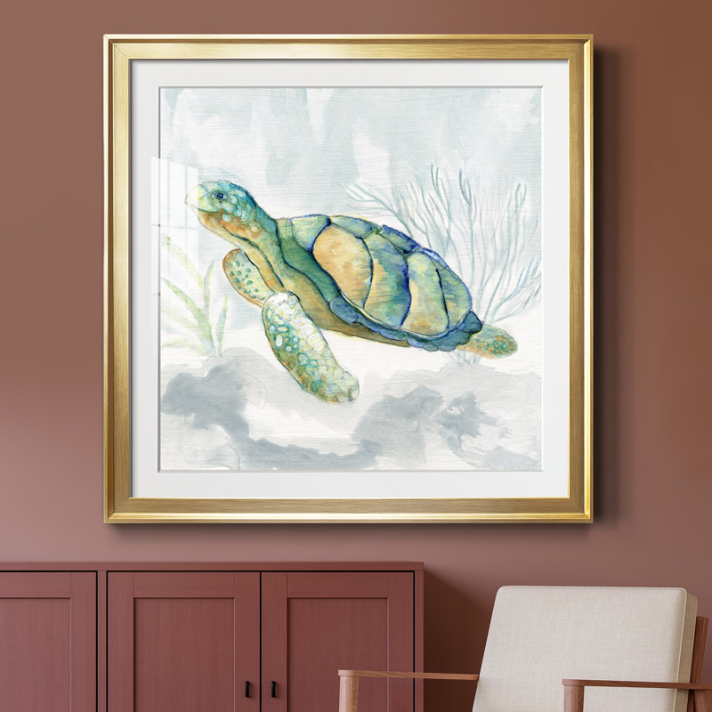 «Riding the Current II» - peinture encadrée, Encadrement doré, H 34,5 po x l 34,5 po x P 1,5 po