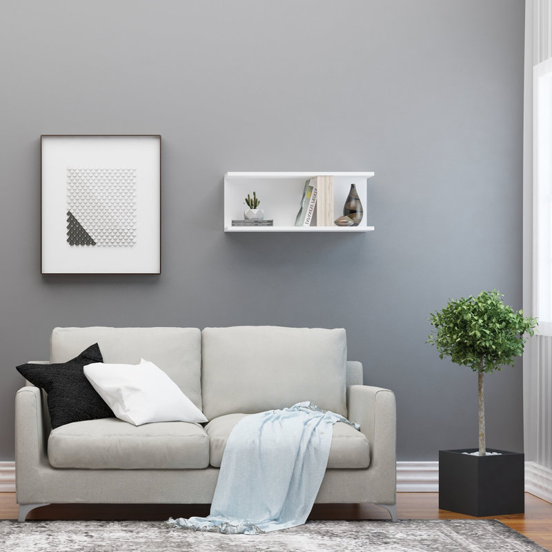 Tablette décorative 2 pièces avec tablettes réglables Abdellah, Blanc/chêne
