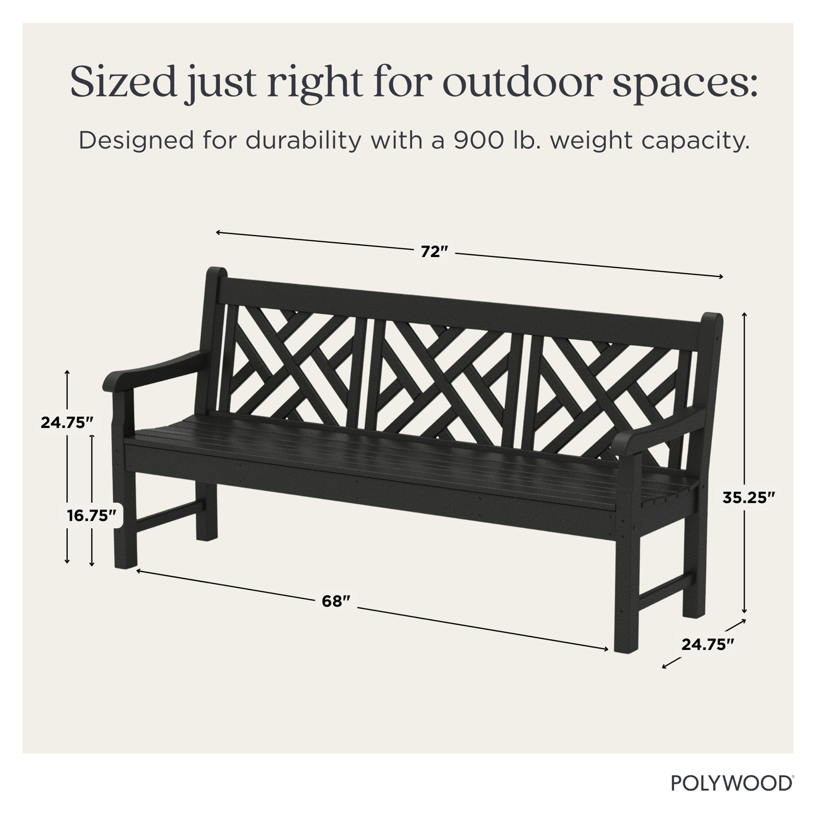 POLYWOOD® Rockford 72" Garden Bench, Mahogany