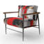 Fauteuil d'appoint rembourré abstrait rouge et or Cubic-1137187693