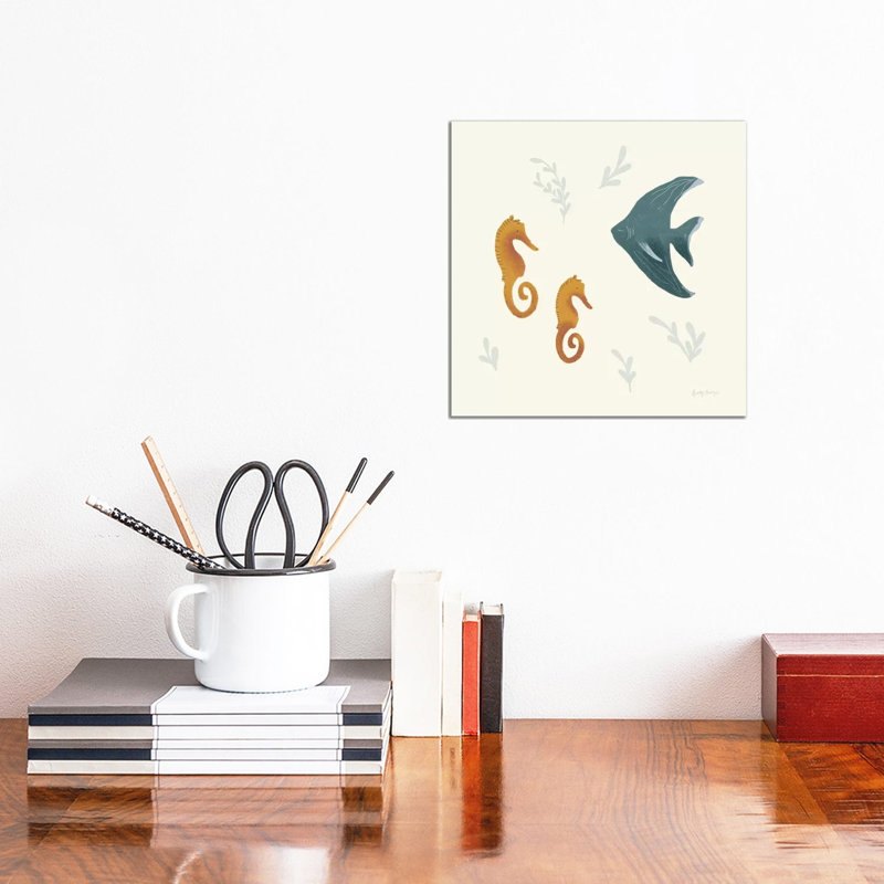 Ocean Life Seahorses by Becky Thorns - Wrapped Canvas Print, 30.48 cm H x 30.48 cm W