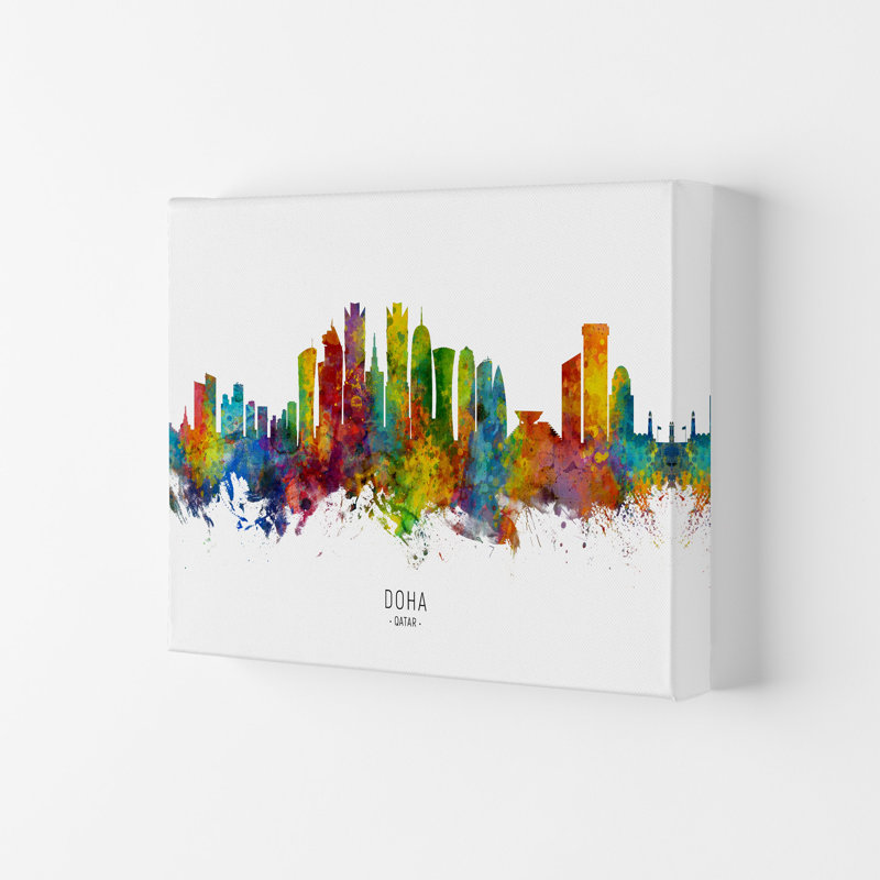 Doha Qatar Skyline by Michael Tompsett - Print, Wrapped Canvas, 59.4cm H x 84cm W x 4cm D