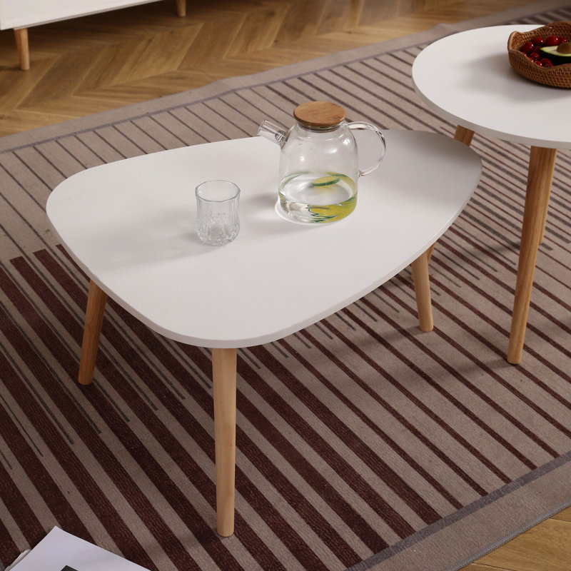 Table basse 950 en forme d'œuf: moderne et fonctionnelle, blanc et table basse en chêne - 950: conception ovale