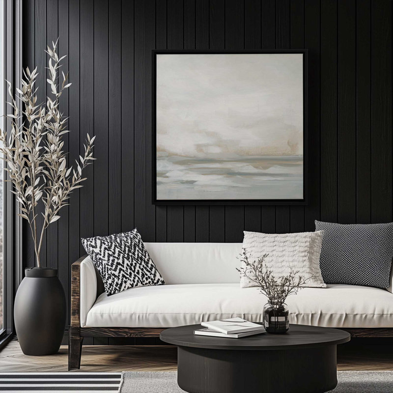 «Winter Seascape Serenity II», reproduction sur toile, H 12,75 po x l 12,75 po x P 1,75 po, Cadre flottant noir satiné, 1
